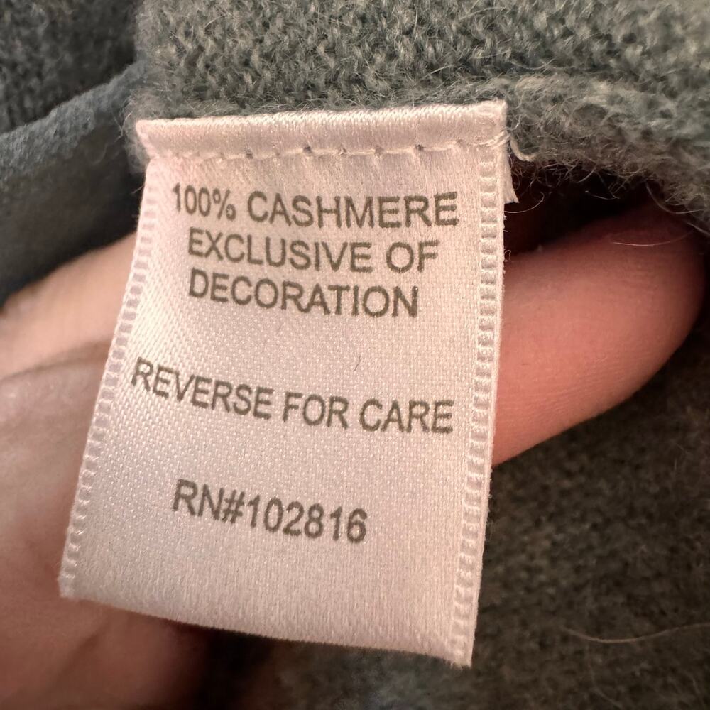 Garnet Hill Shirttail 100% Cashmere Tunic Style Sweater Green Size S - Picture 9 of 10